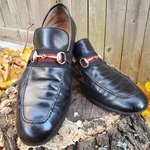 Mens Gucci Classic Horse Bit with Ribbon Black Loafer 43